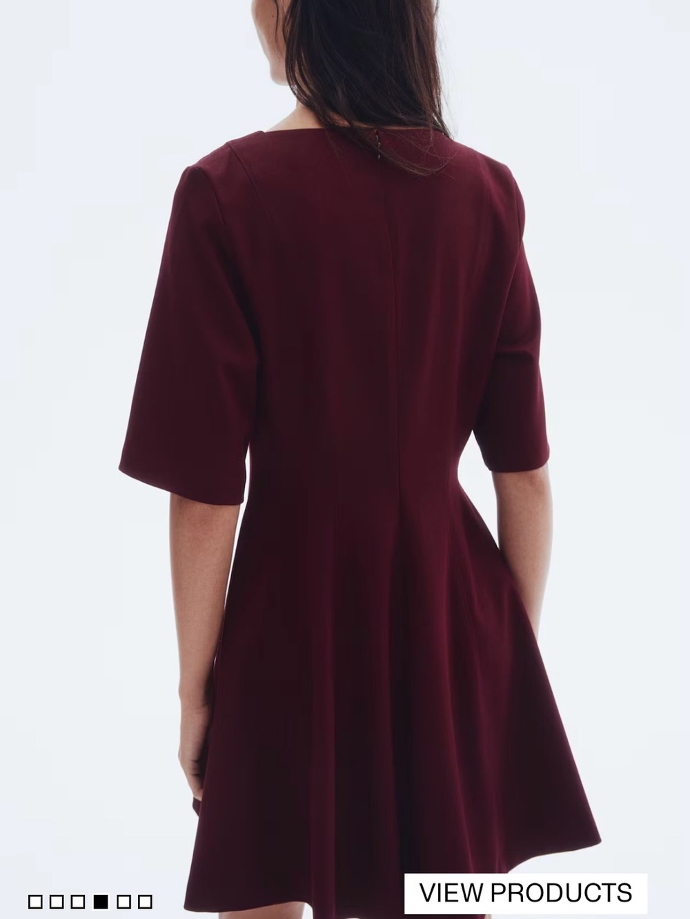 NWOT H&M Twill Tapered Waist Dress Burgundy - Picture 4 of 7